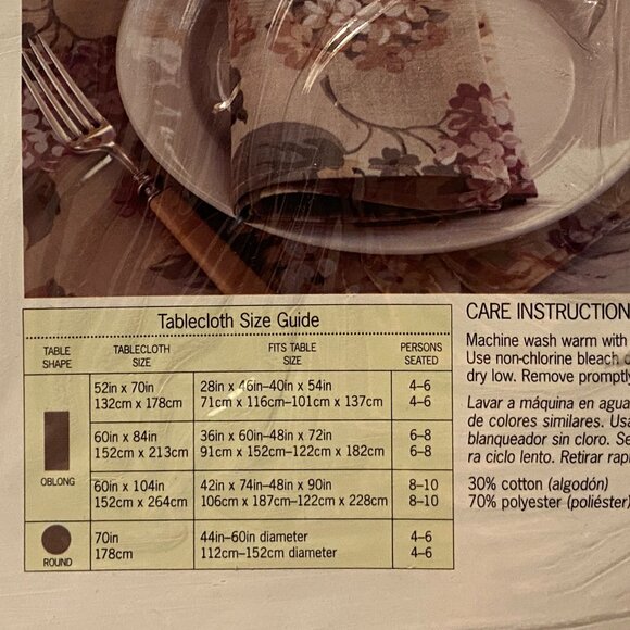 🏡🏡Martha Stewart Fabric Tablecloth Bundle 52 X 70 Oblong NWT Hydrangea - Picture 5 of 7